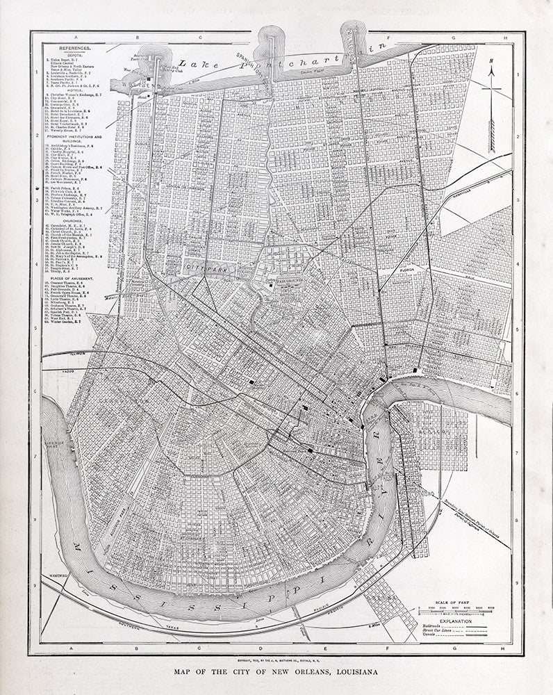 Map of The City of New Orleans , Louisiana - Print - Stomping Grounds