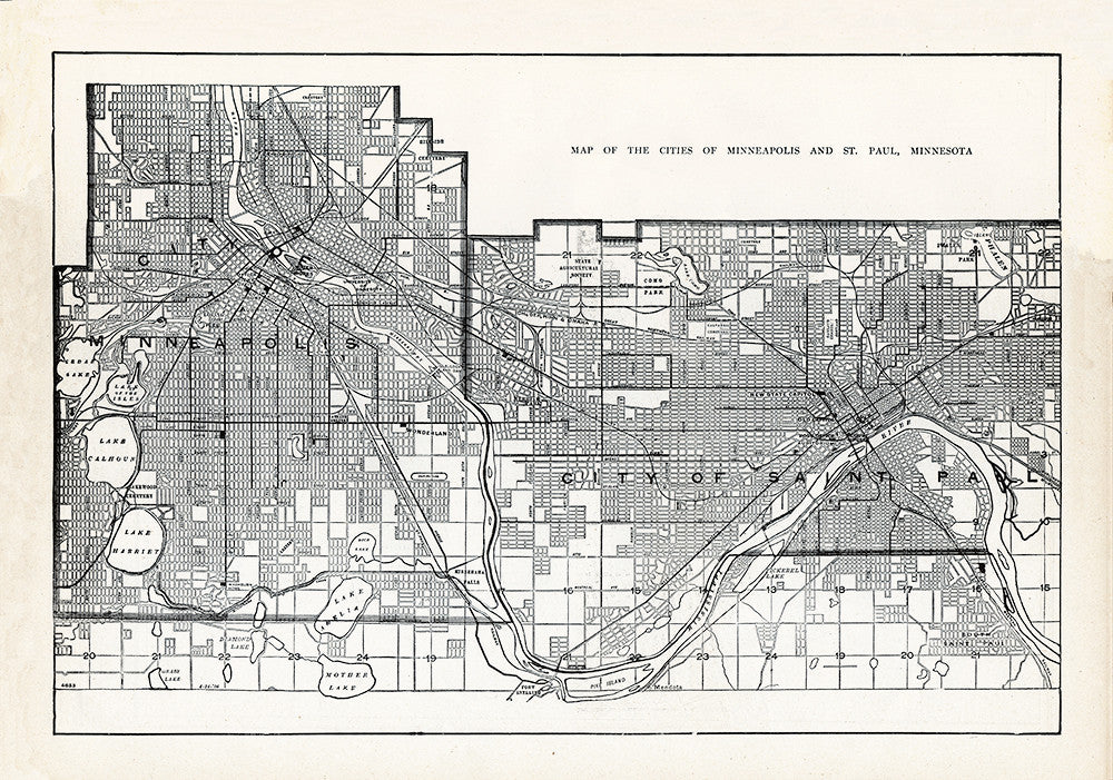 Map of The Cities of Minneapolis and St. Paul, Minnesota - Print - Stomping Grounds
