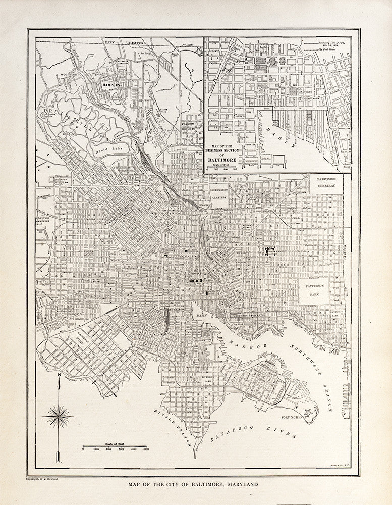 Map of The City of Baltimore, Maryland - Print - Stomping Grounds
