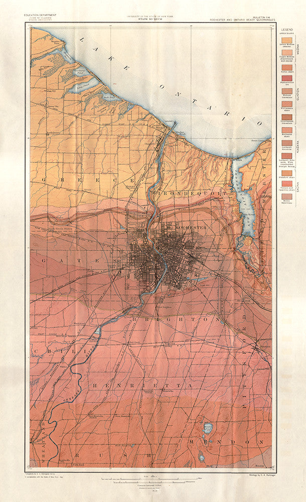 Geological Map of the Rochester and Ontario Beach Quadrangles - Print - Stomping Grounds