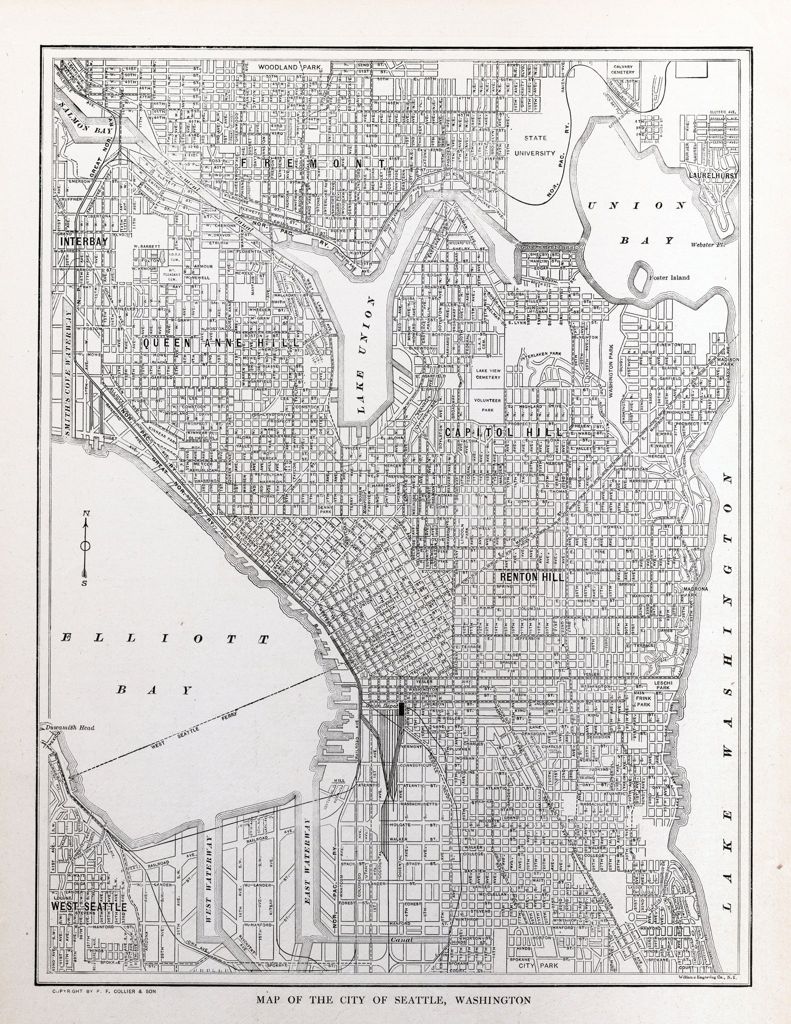 Map of The City of Seattle, Washington - Print - Stomping Grounds