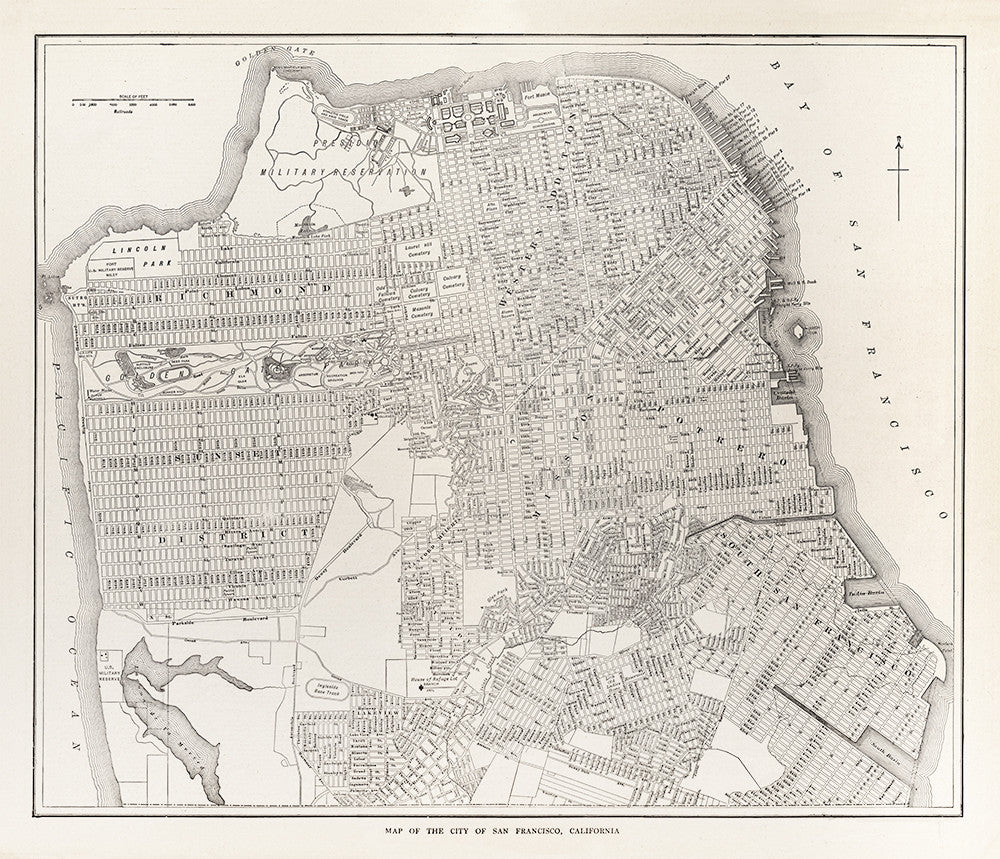 Map of the city of San Francisco, California - 1923 - Print - Stomping Grounds