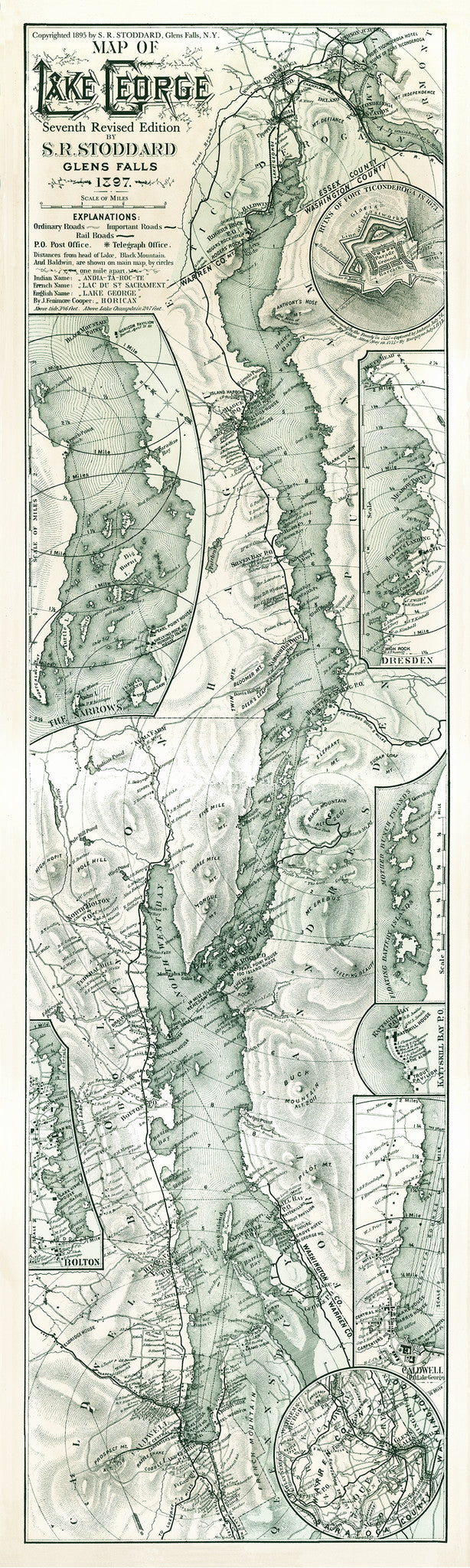 Map of Lake George - 1897 - Glens Falls - Print - Stomping Grounds