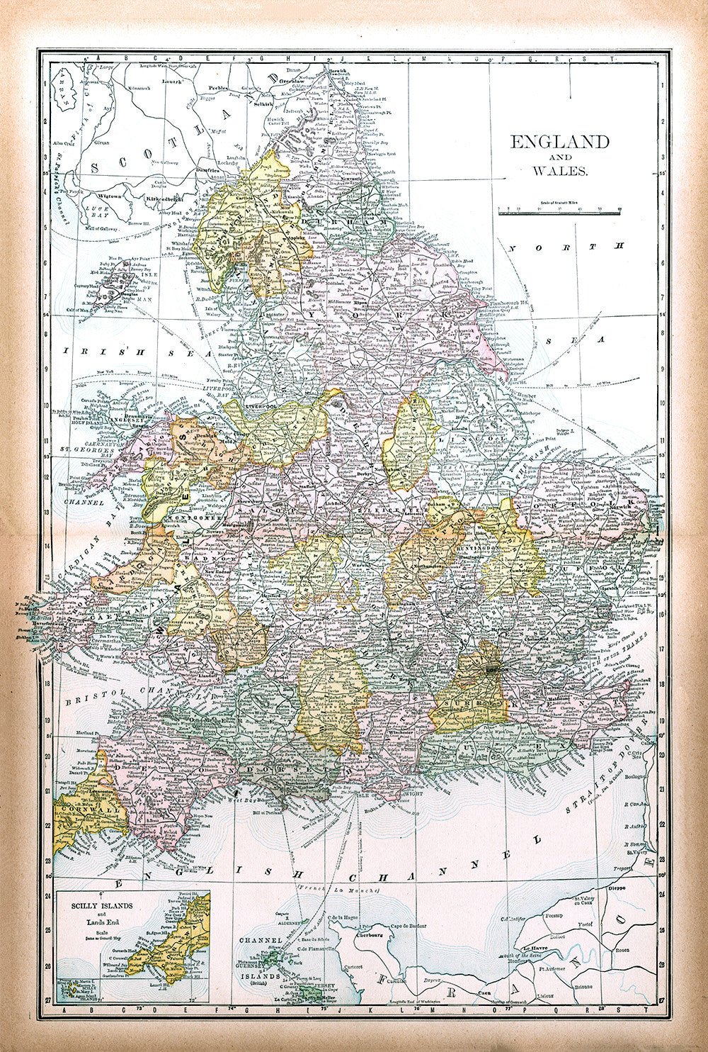 England and Wales from Cram's Modern Atlas - Print - Stomping Grounds