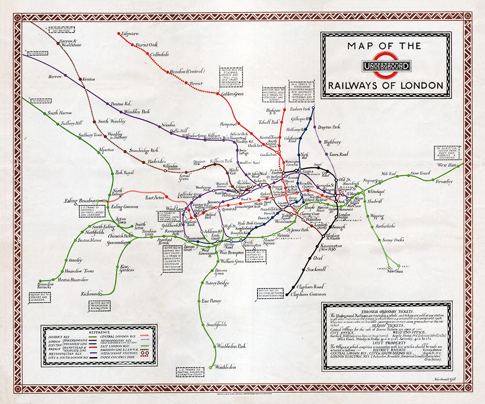 Map of the Underground Railways of London - Print - Stomping Grounds