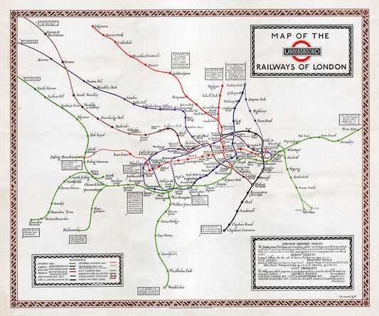 Map of the Underground Railways of London - Print - Stomping Grounds