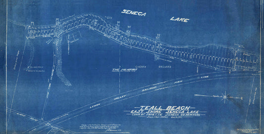 Blueprint of Teall Beach, Seneca Lake, Finger Lakes, New York - Print - Stomping Grounds