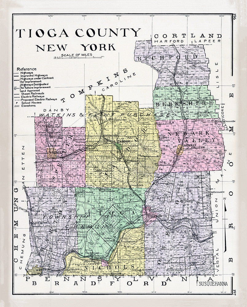 Tioga County, New York Map - Print - Stomping Grounds