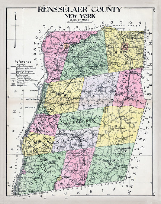 Rensselaer County, New York Map - Print - Stomping Grounds