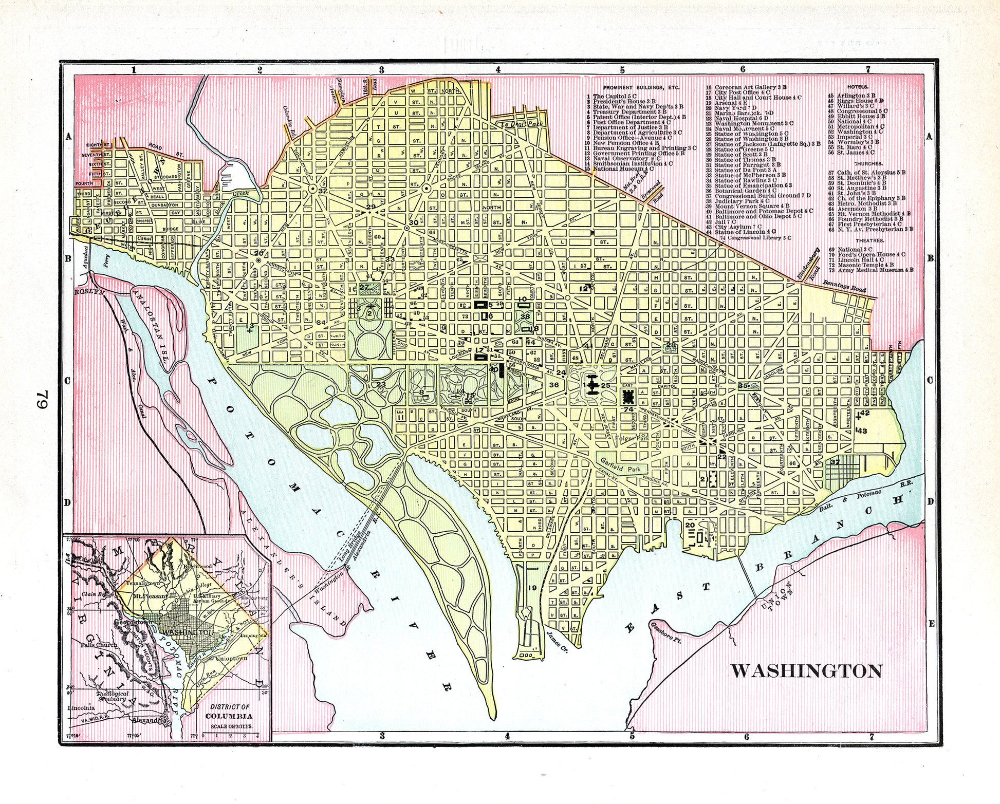 Washington, DC - Cram's Modern Atlas 1901 - Print - Stomping Grounds