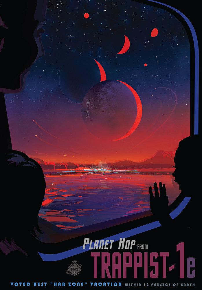 Planet Hop from Trappist-1e – NASA JPL Space Travel Poster - Print - Stomping Grounds