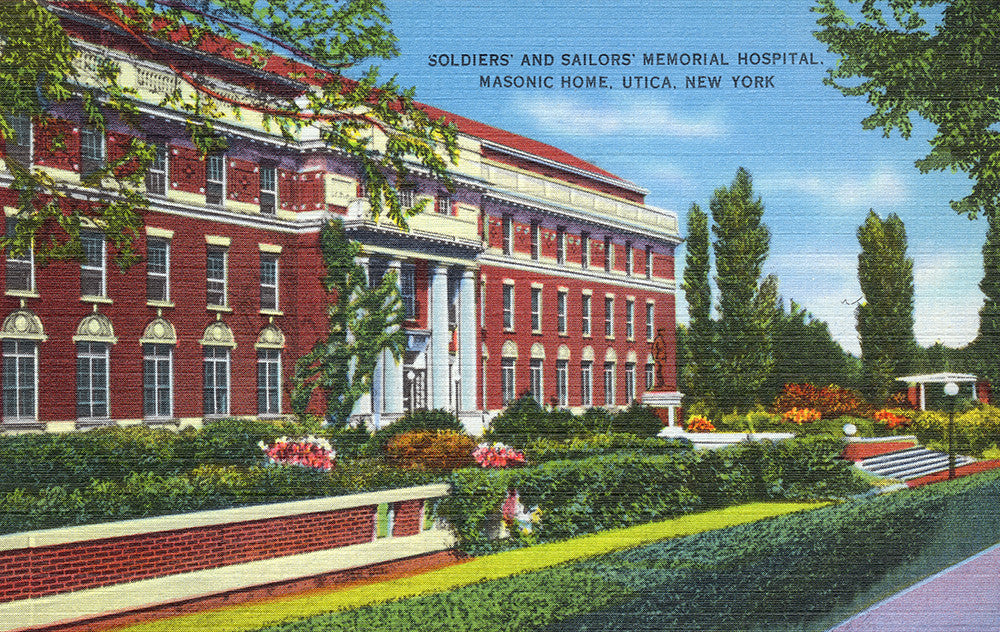 Soldiers’ and Sailors’ Memorial Hospital, Masonic Home, Utica, NY - Print - Stomping Grounds
