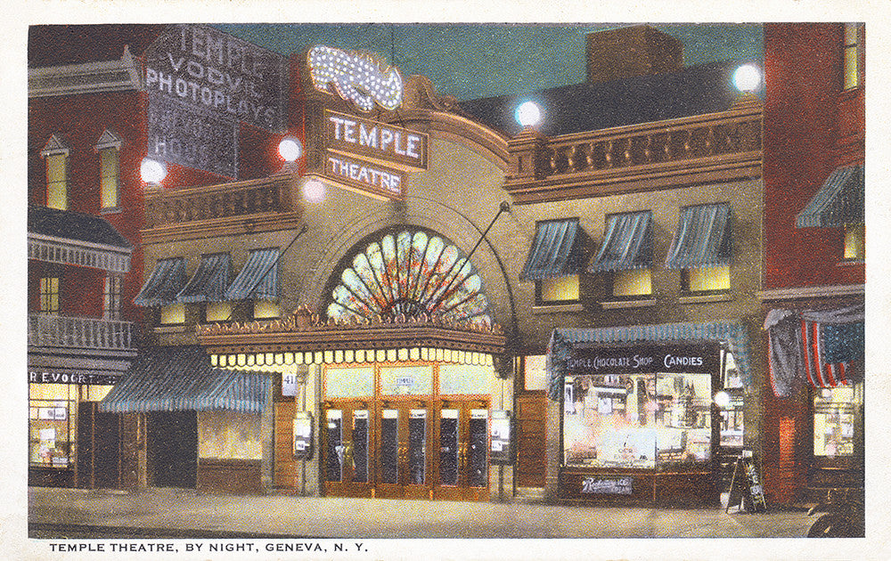 Temple Theater By Night, Geneva, NY - Print - Stomping Grounds