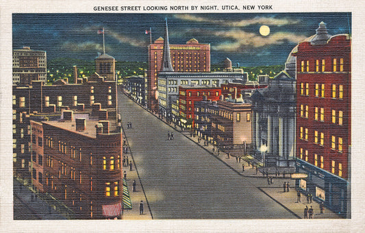 Genesee Street Looking North by Night, Utica, NY - Print - Stomping Grounds