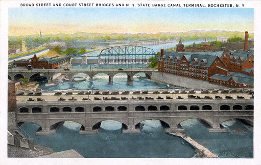Broad Street and Court Street and NY State Barge Canal Terminal, Rochester, NY - Print - Stomping Grounds