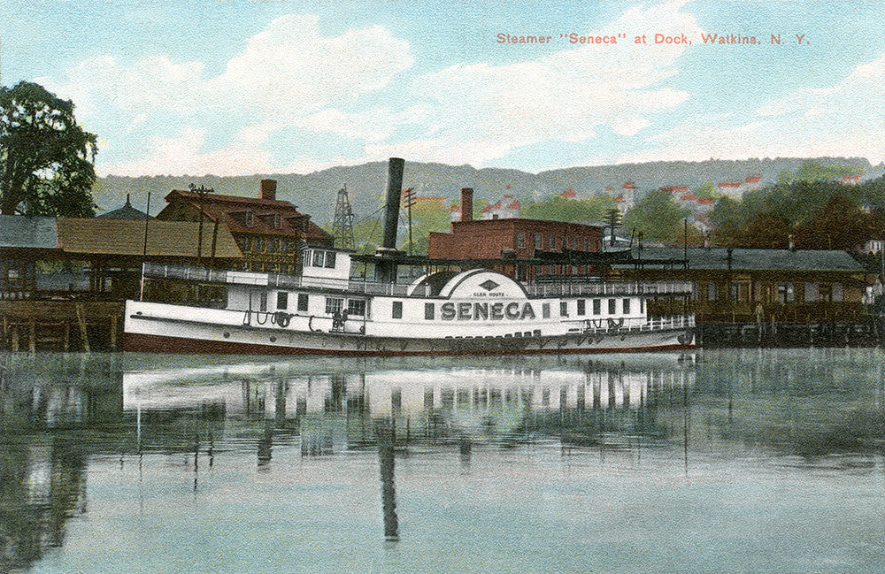 Steamer, “Seneca”, at Dock, Watkins, NY - Print - Stomping Grounds