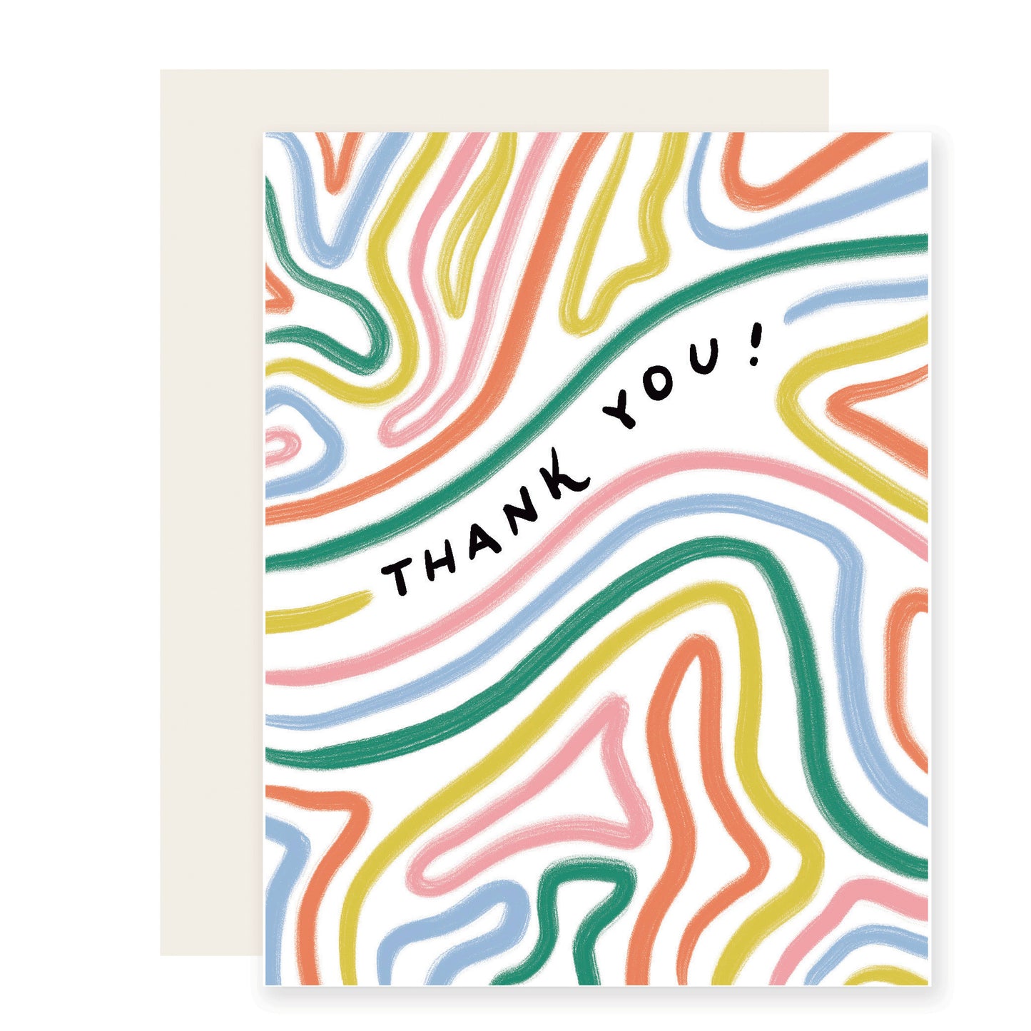 Slightly Stationery - Bendy Lines Thank You | Colorful Thank You Card