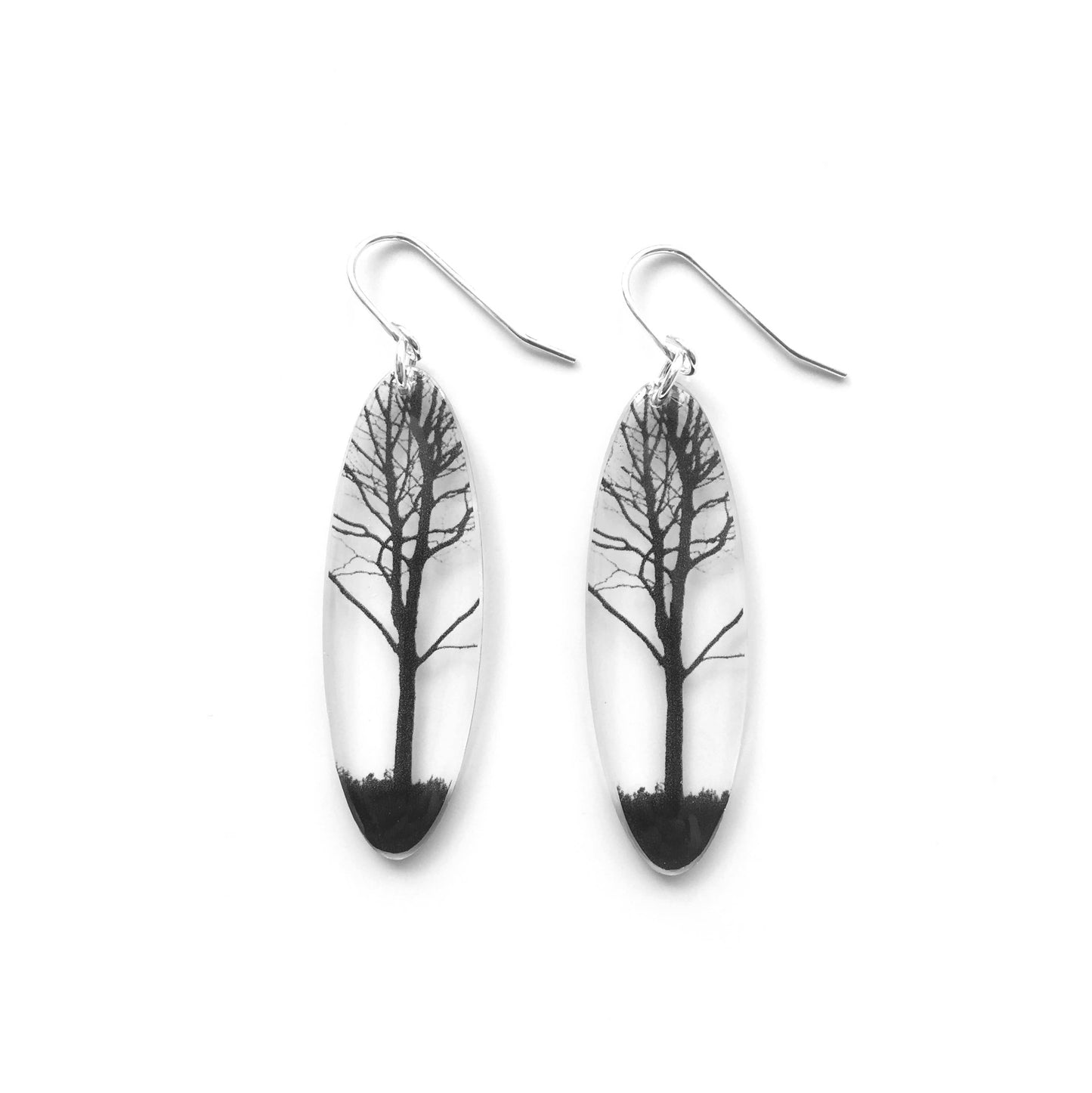 Black Drop Designs - Tall Oval City Tree Earrings