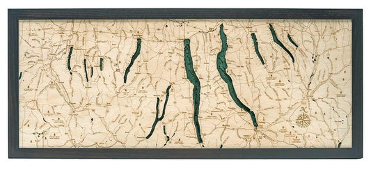 Finger Lakes 3-D Nautical Wood Chart, 13.5" x 31"
