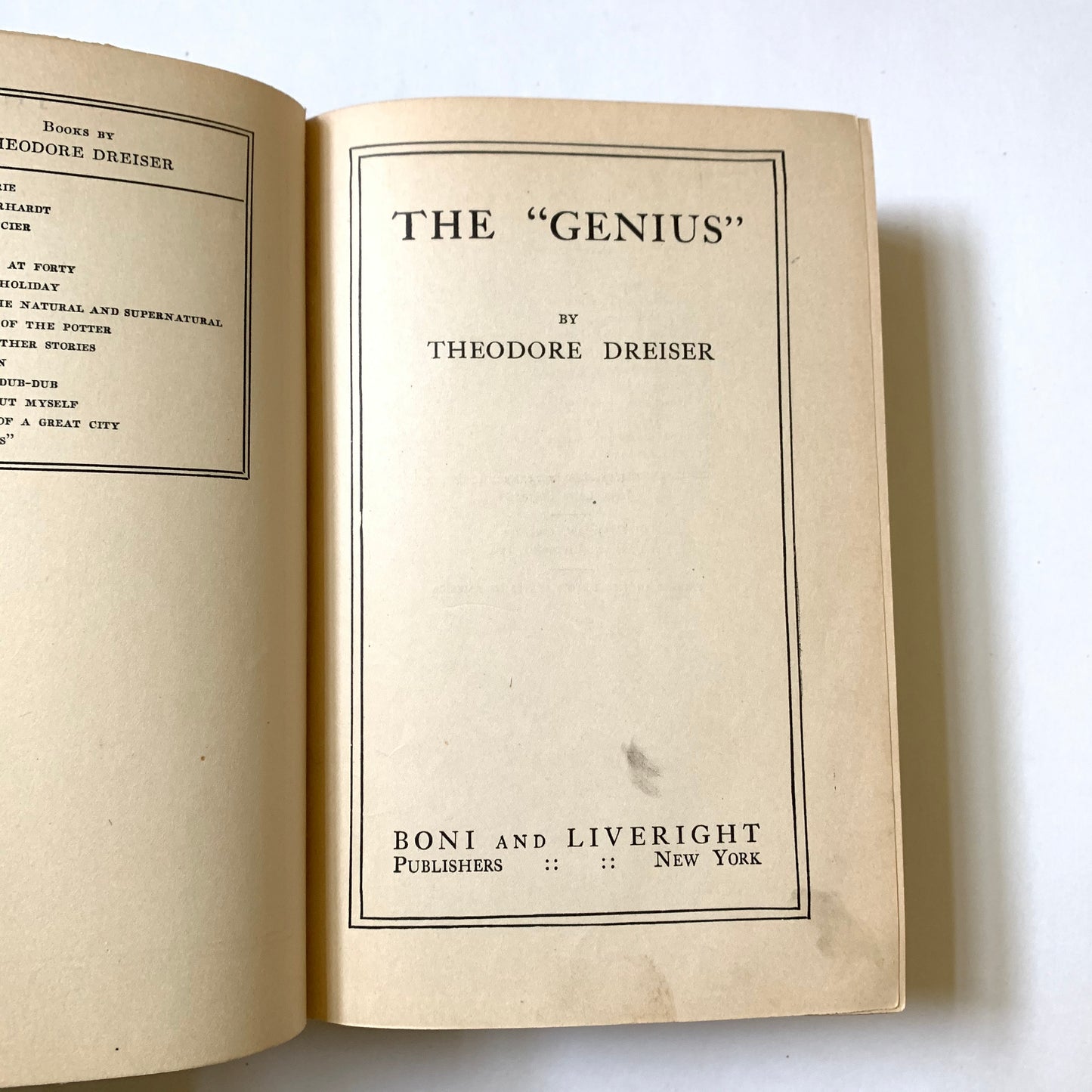 Vintage Book- The "Genius" by Theodore Dreiser