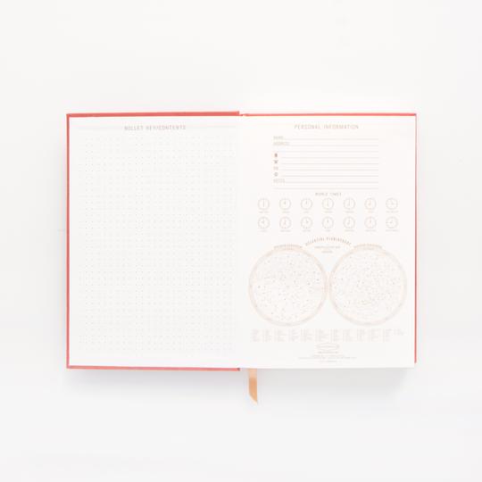 Suede Cloth Bound Planner- Bright Terracotta Radiant Rays