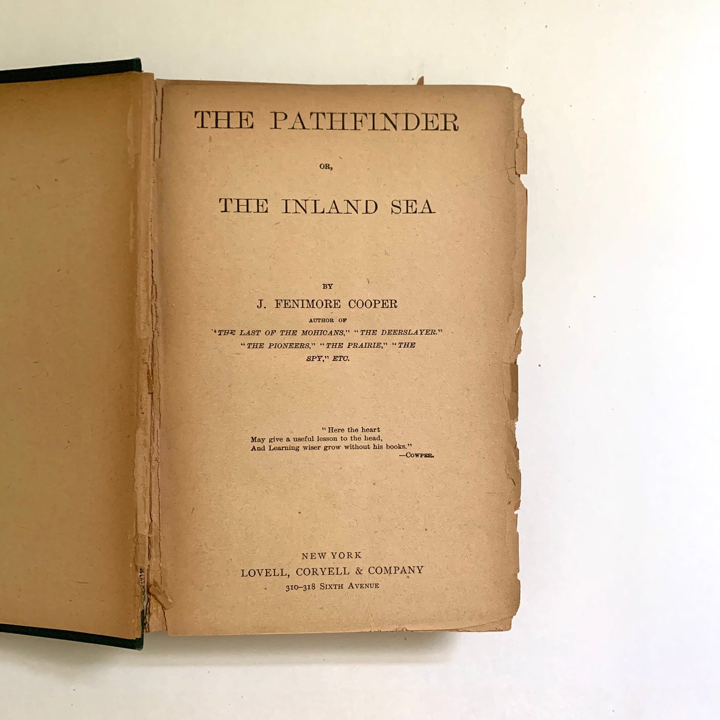 Vintage Book- The Pathfinder or The Inland Sea by J. Fenimore Cooper